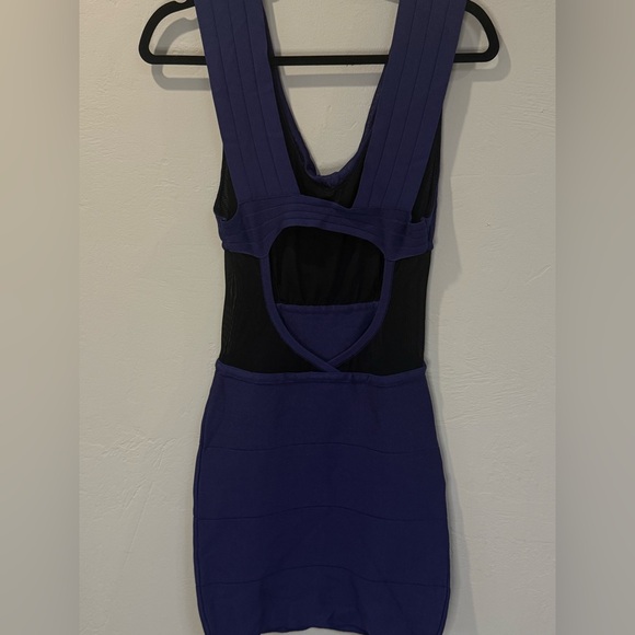 Bebe Mesh Panel Bandage Bodycon Dress Open Back Cowl Neck Small - Picture 4 of 6